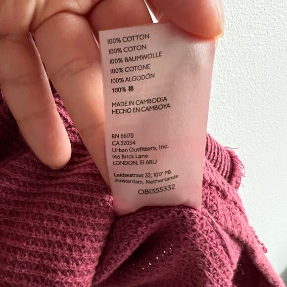 Free People Asher Thermal Oversized V-Neck Stolen Kiss Sweater M Boho Chic Cozy - Picture 6 of 7